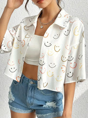 Camisa corta de mujer con emoticonos