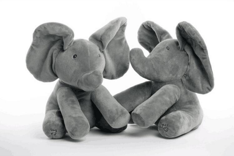 Juguete interactivo de elefante de peluche Peek-A-Boo para niños