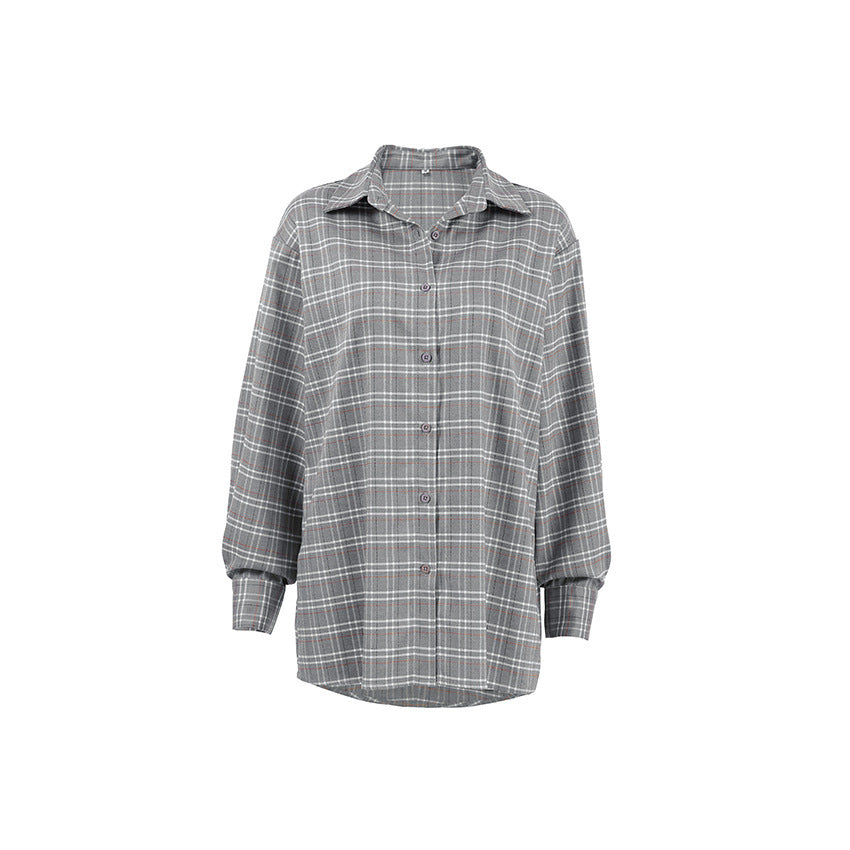 Camisa A Cuadros Gris Con Cuello Polo De Moda