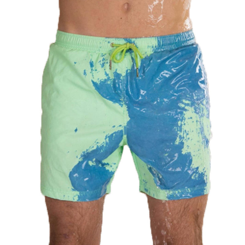 Pantalones cortos de playa con cambio de Color mágico, bañadores de verano para hombre, bañadores de secado rápido, pantalones cortos de playa