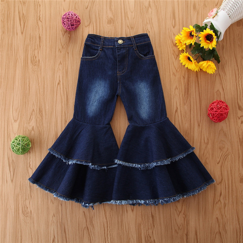 Pantalones acampanados de estilo europeo para jeans para niñas.