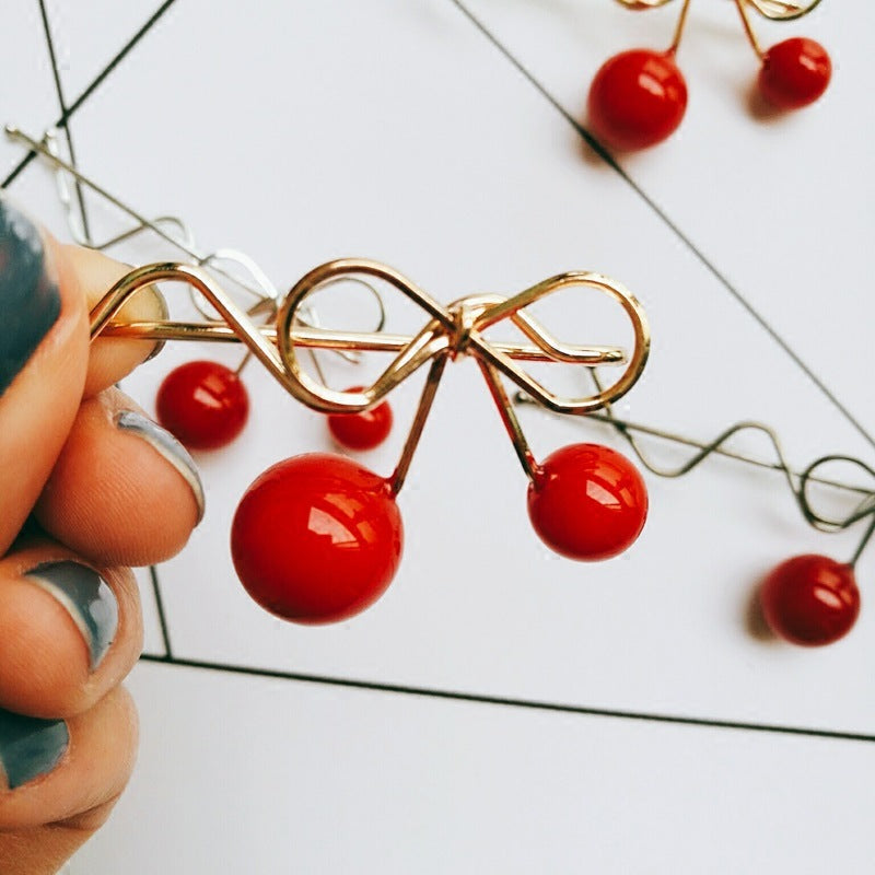 Accesorios para el cabello Horquilla para dama Horquilla de cereza roja