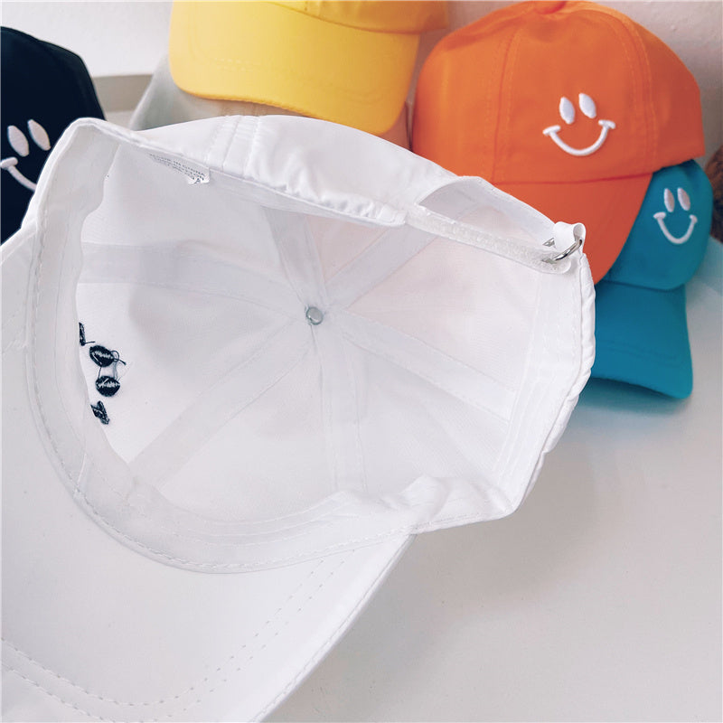 Gorra de béisbol infantil con carita sonriente bordada, unisex