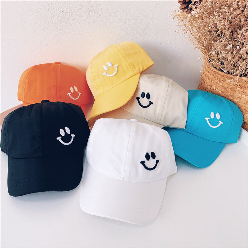 Gorra de béisbol infantil con carita sonriente bordada, unisex