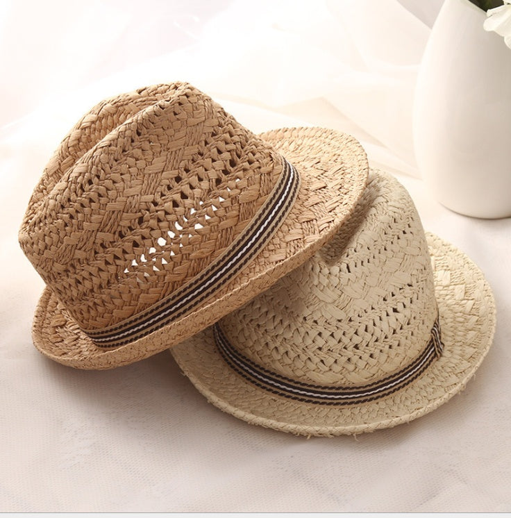 Sombrero de Paja Sombrero Transpirable para Padres e Hijos Sombrero de Sol de Playa para niños de Panamá de Verano para Hombres