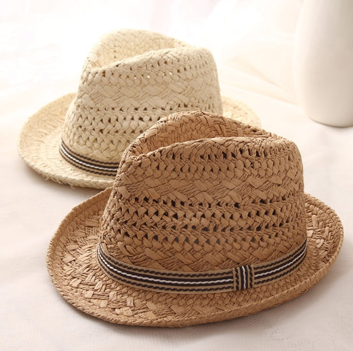 Sombrero de Paja Sombrero Transpirable para Padres e Hijos Sombrero de Sol de Playa para niños de Panamá de Verano para Hombres