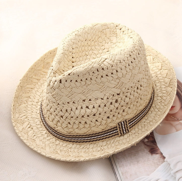 Sombrero de Paja Sombrero Transpirable para Padres e Hijos Sombrero de Sol de Playa para niños de Panamá de Verano para Hombres