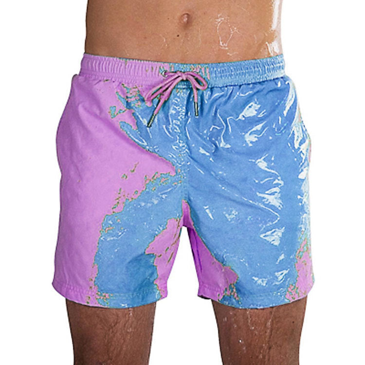 Pantalones cortos de playa con cambio de Color mágico, bañadores de verano para hombre, bañadores de secado rápido, pantalones cortos de playa