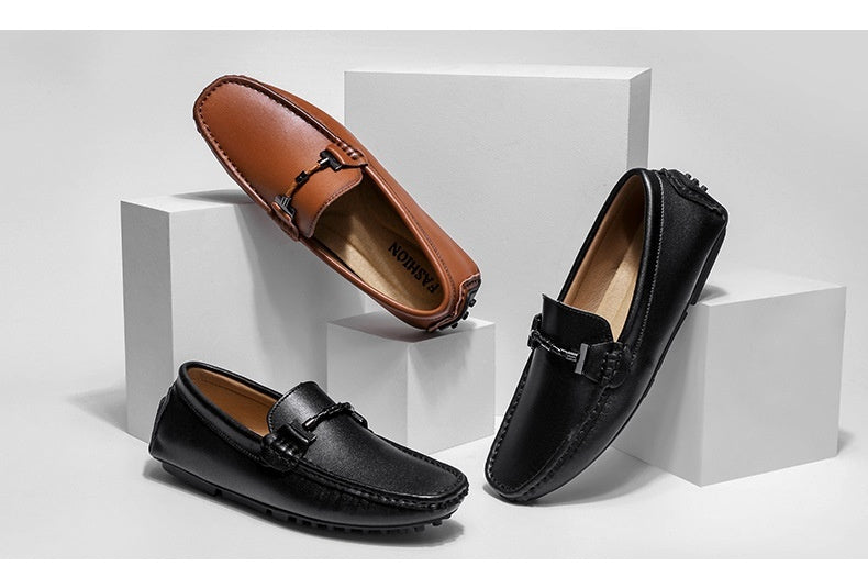 Zapatos de cuero casuales de moda británica de talla grande para hombres