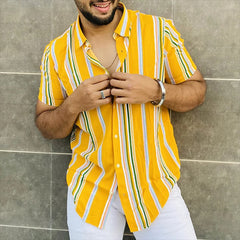 Camisa vintage a rayas de verano para hombre