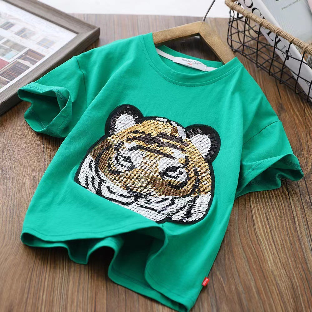 Camiseta de manga corta para niño y niña con animales