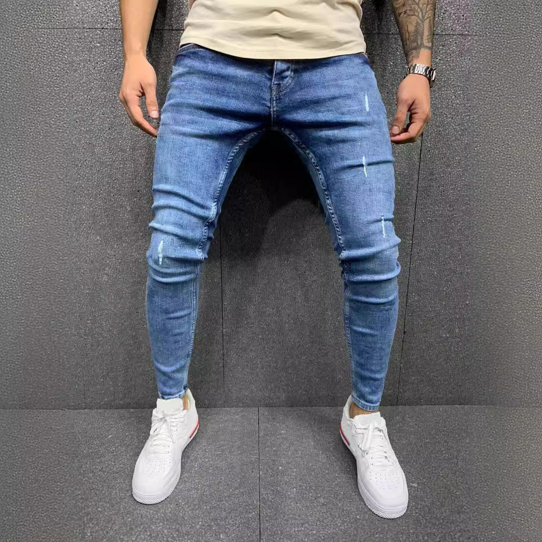 Pantalones de hombre Vaqueros elásticos personalizados de moda rasgados