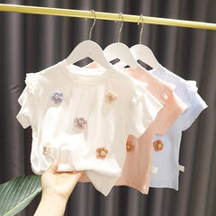 Ropa fina de verano para niños, camiseta para niñas.