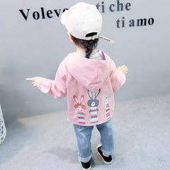 Ropa para niños, chaqueta para niñas, chaqueta bonita para primavera y otoño para niños, cortavientos con diseño de conejo de dibujos animados