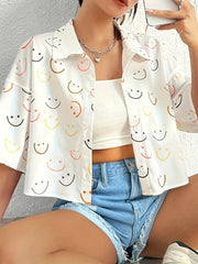 Camisa corta de mujer con emoticonos