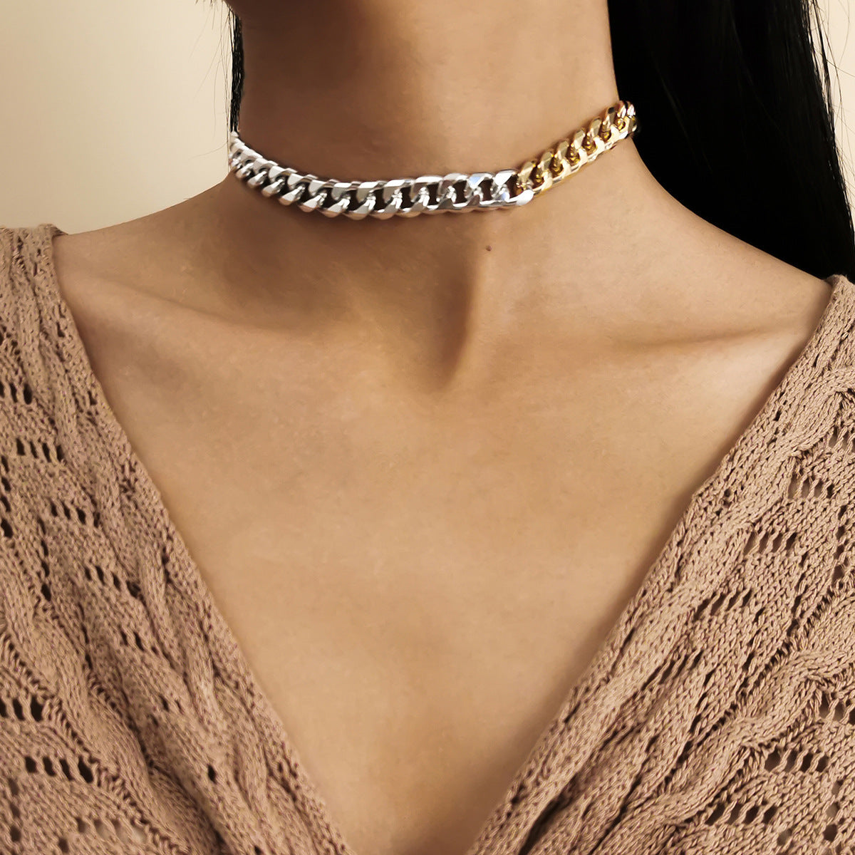 Cadena de molienda en ángulo para mujer, collar de cadena con linterna, accesorios para mujer