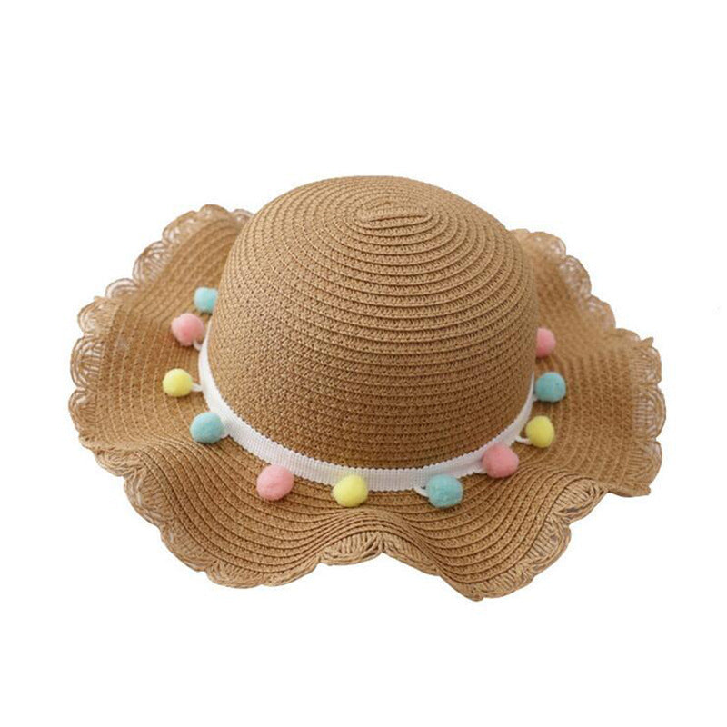 Bolso determinado del sombrero de paja de los niños del color sólido de la bola pequeña