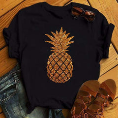 Camiseta femenina Top con estampado de piña de moda