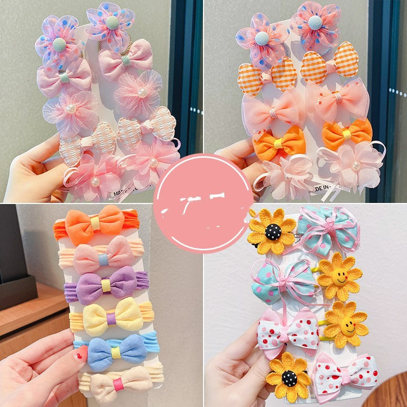 Pinza para el pelo con lazo para niñas, diseño de princesas y hadas, con flores de tela