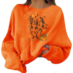 Suéter. Sudadera con cuello redondo y estampado de Halloween para mujer