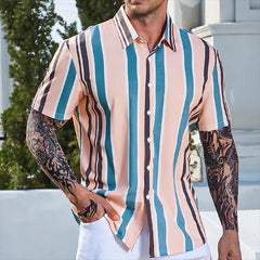 Camisa vintage a rayas de verano para hombre