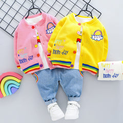 Conjunto de tres piezas de manga larga de moda infantil unisex