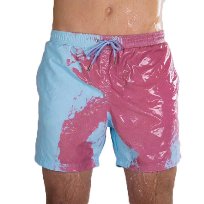 Pantalones cortos de playa con cambio de Color mágico, bañadores de verano para hombre, bañadores de secado rápido, pantalones cortos de playa