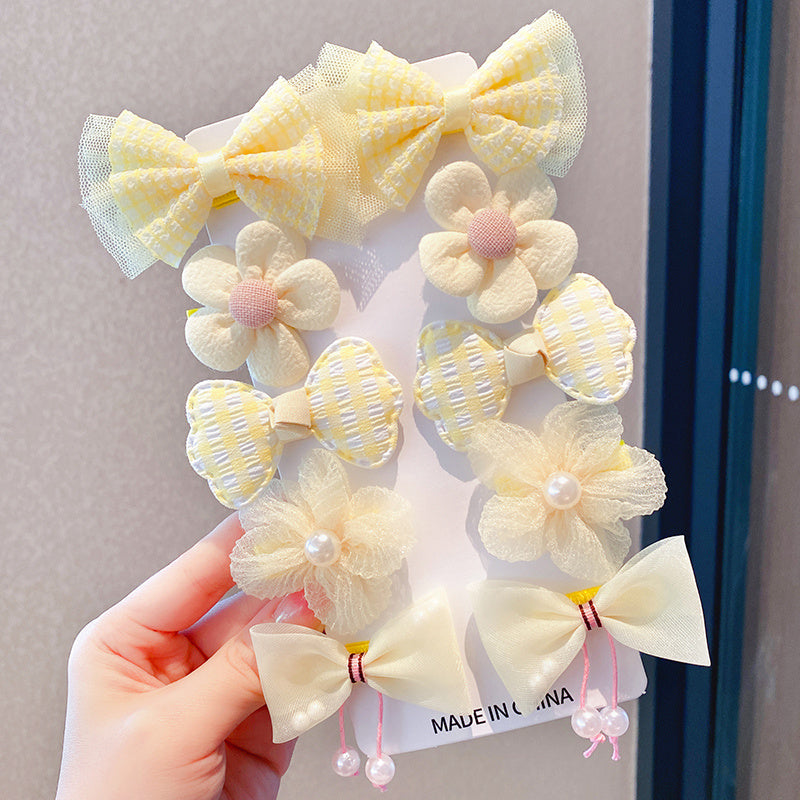 Pinza para el pelo con lazo para niñas, diseño de princesas y hadas, con flores de tela