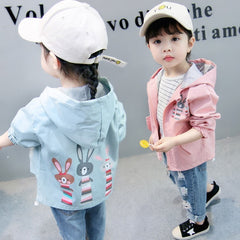 Ropa para niños, chaqueta para niñas, chaqueta bonita para primavera y otoño para niños, cortavientos con diseño de conejo de dibujos animados