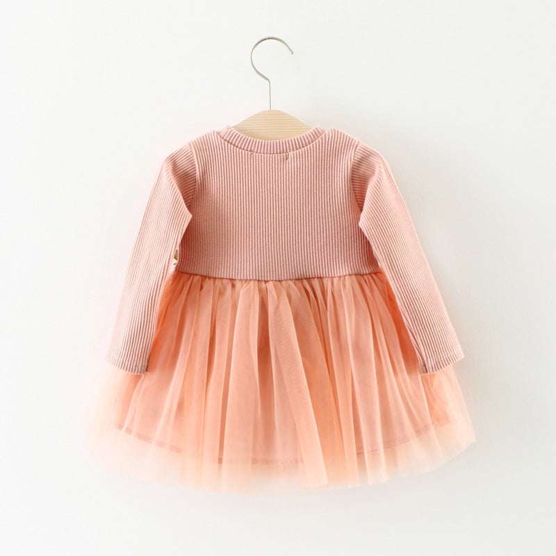 Nuevo Vestido infantil de otoño, vestido Floral de princesa de manga larga, falda para niños