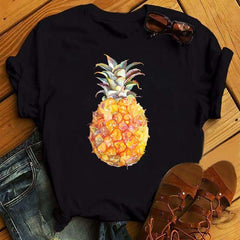 Camiseta femenina Top con estampado de piña de moda