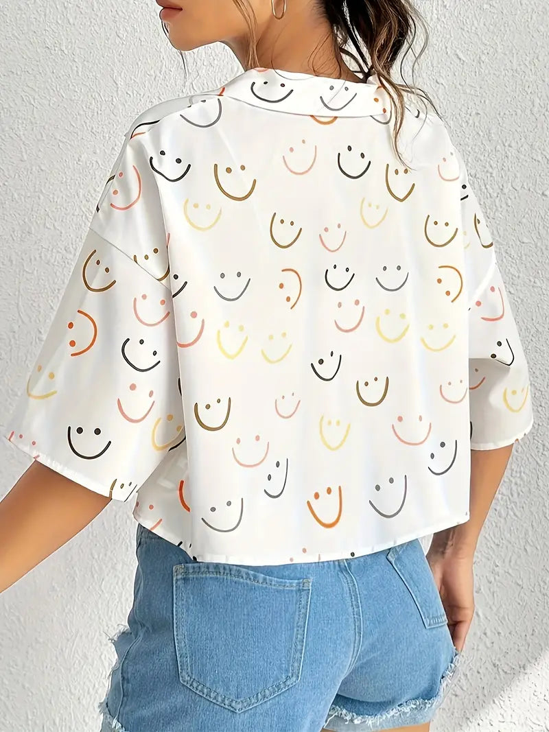 Camisa corta de mujer con emoticonos