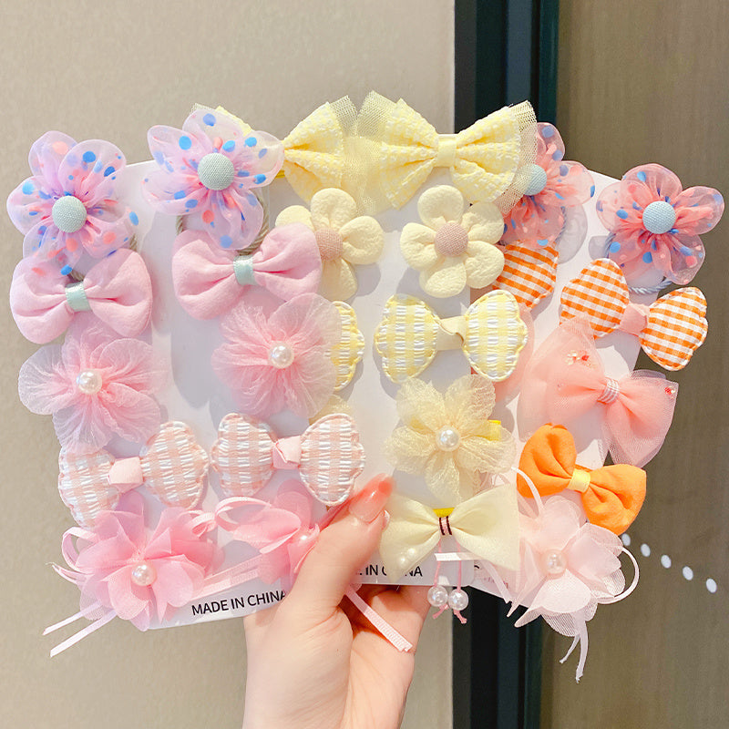 Pinza para el pelo con lazo para niñas, diseño de princesas y hadas, con flores de tela