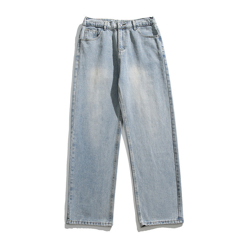 Jeans lavados Pantalones de ocio de pierna ancha de primavera para hombre