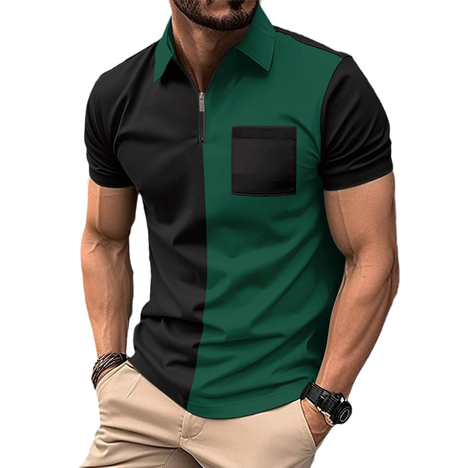 Camiseta casual de hombre con pequeños botones confeccionada en tejido de sarga.