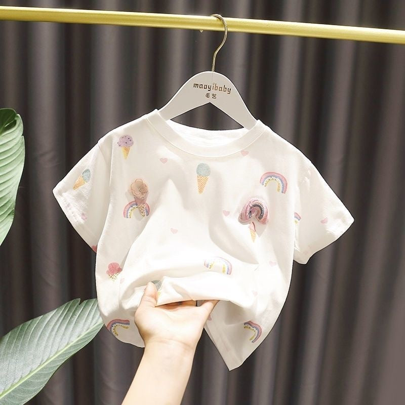 Ropa fina de verano para niños, camiseta para niñas.