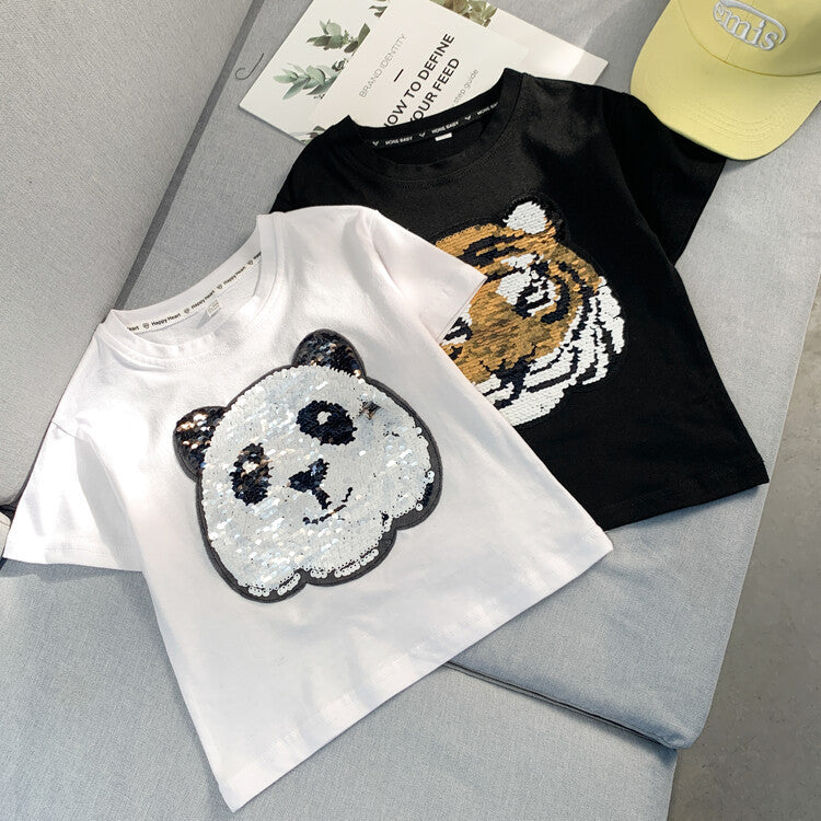 Camiseta de manga corta para niño y niña con animales