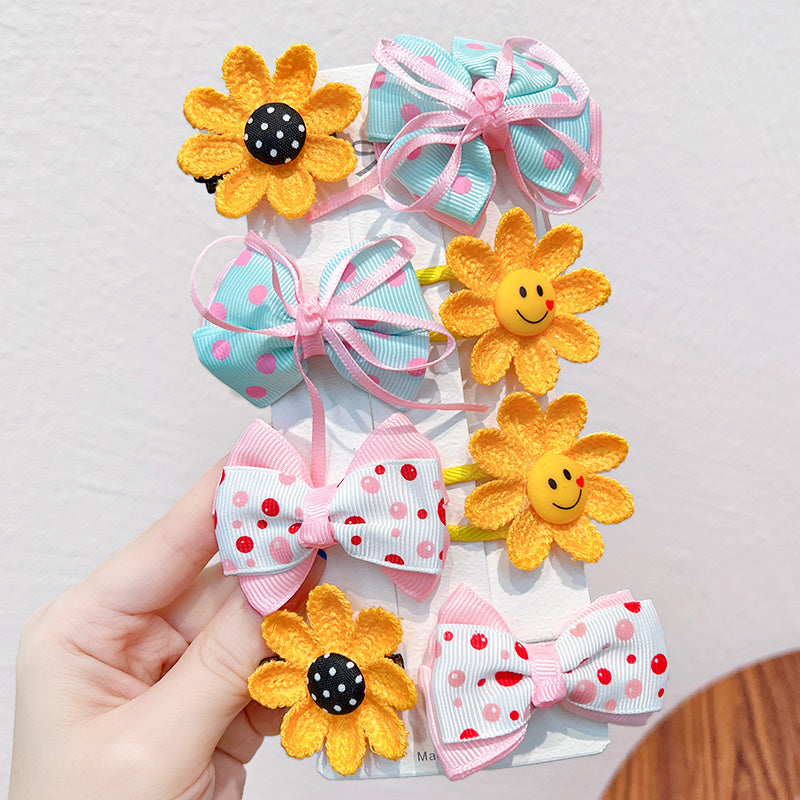 Pinza para el pelo con lazo para niñas, diseño de princesas y hadas, con flores de tela