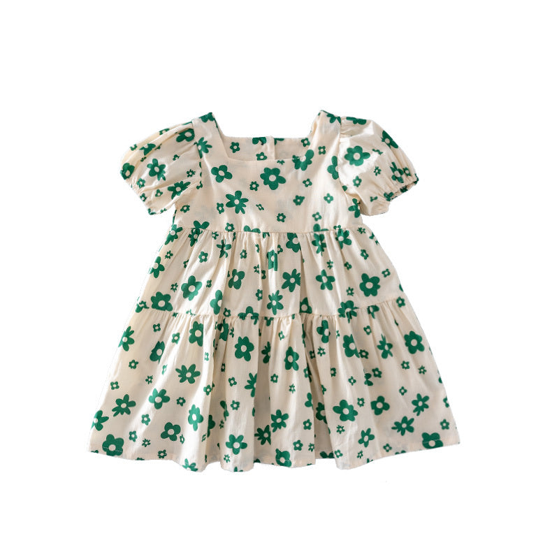 Vestidos para niñas, ropa infantil, vestido de princesa de algodón con flores, niña bebé