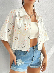 Camisa corta de mujer con emoticonos