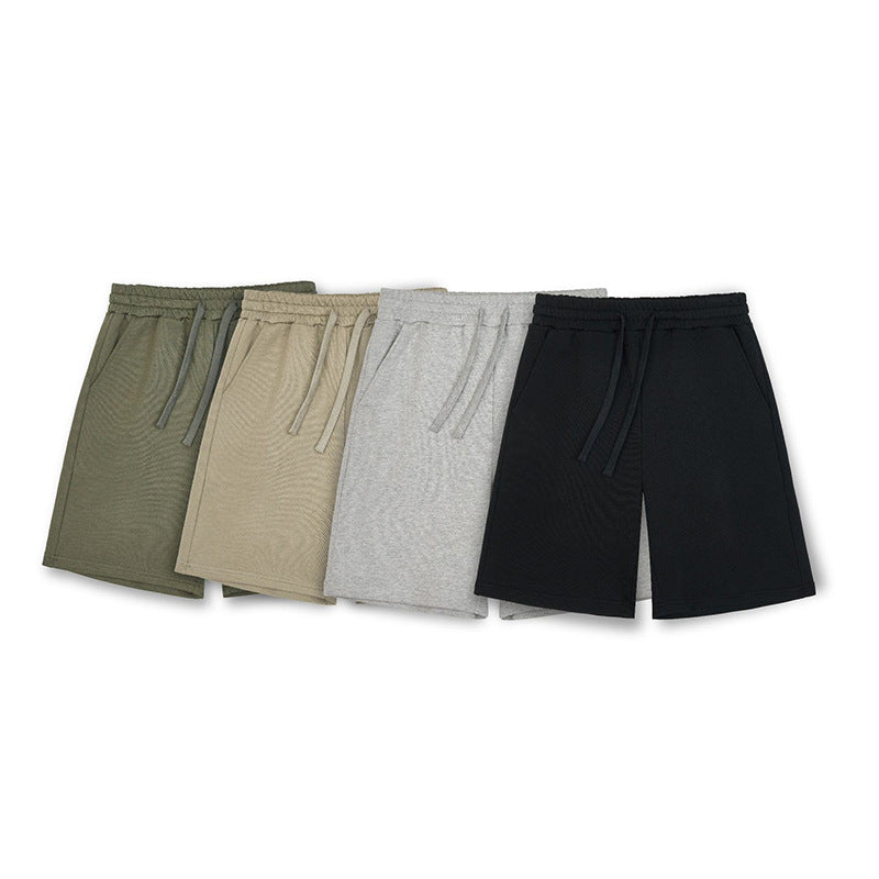 Pantalones cortos de algodón grueso para hombre con cordón suelto.