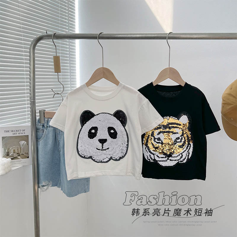 Camiseta de manga corta para niño y niña con animales