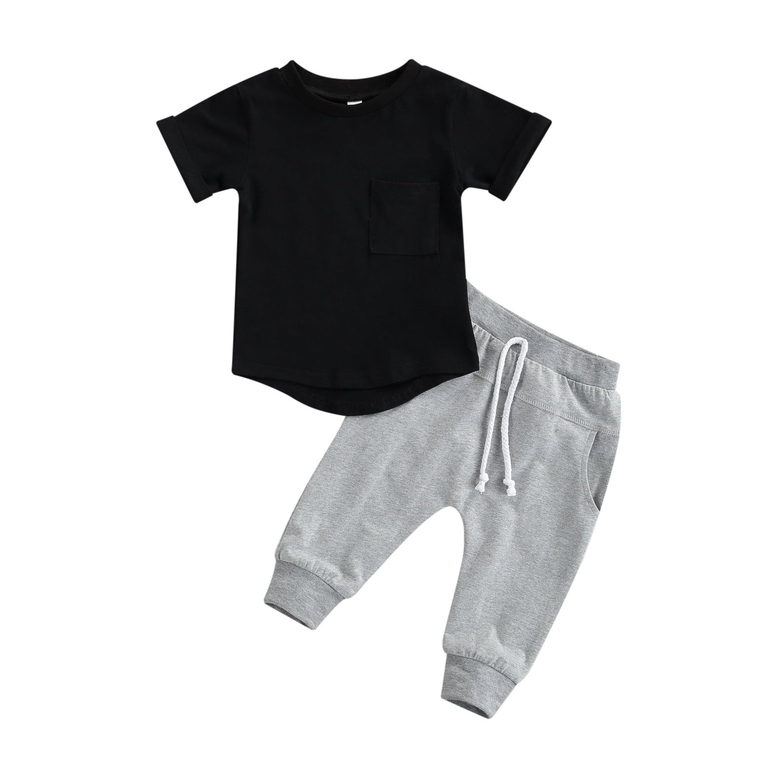 Conjunto deportivo de moda de color liso de camiseta y pantalón para niño