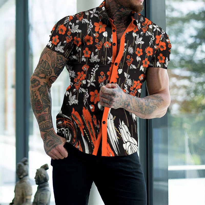 Camisa con estampado de playa de verano para hombre