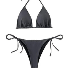 Nuevo Bikini sencillo de Color liso, traje de baño dividido, traje