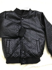 Chaqueta de cuero PU para bebé con cuello redondo Chaqueta para niño