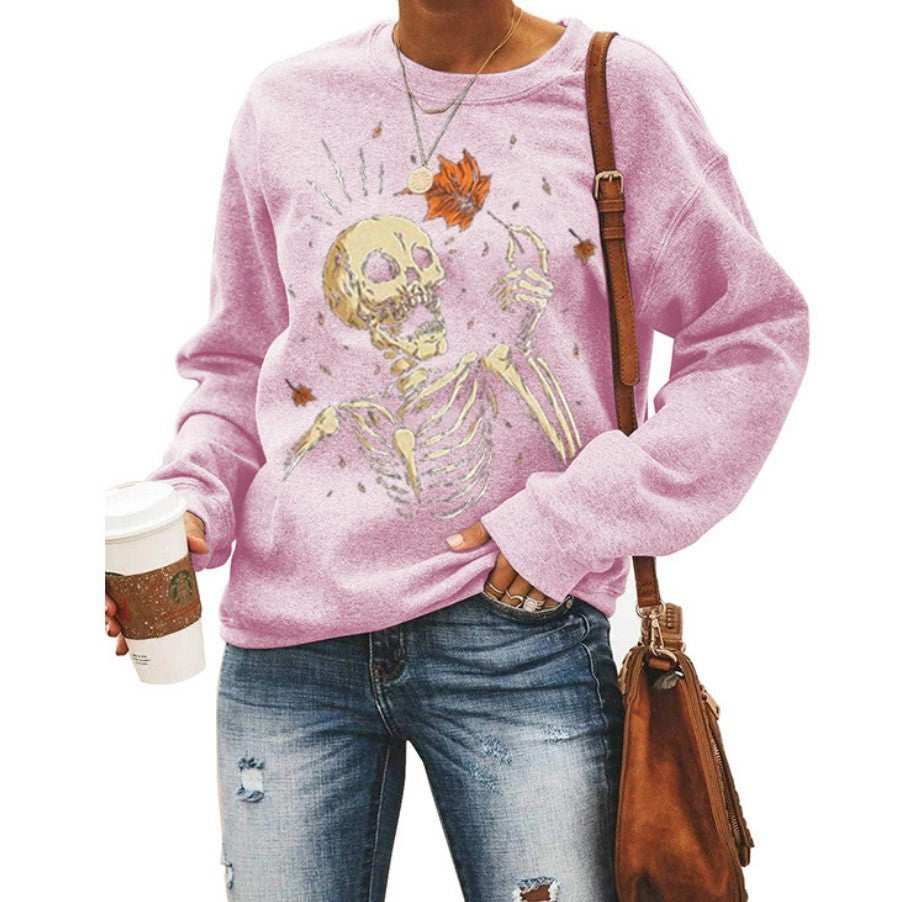 Suéter. Sudadera con cuello redondo y estampado de Halloween para mujer