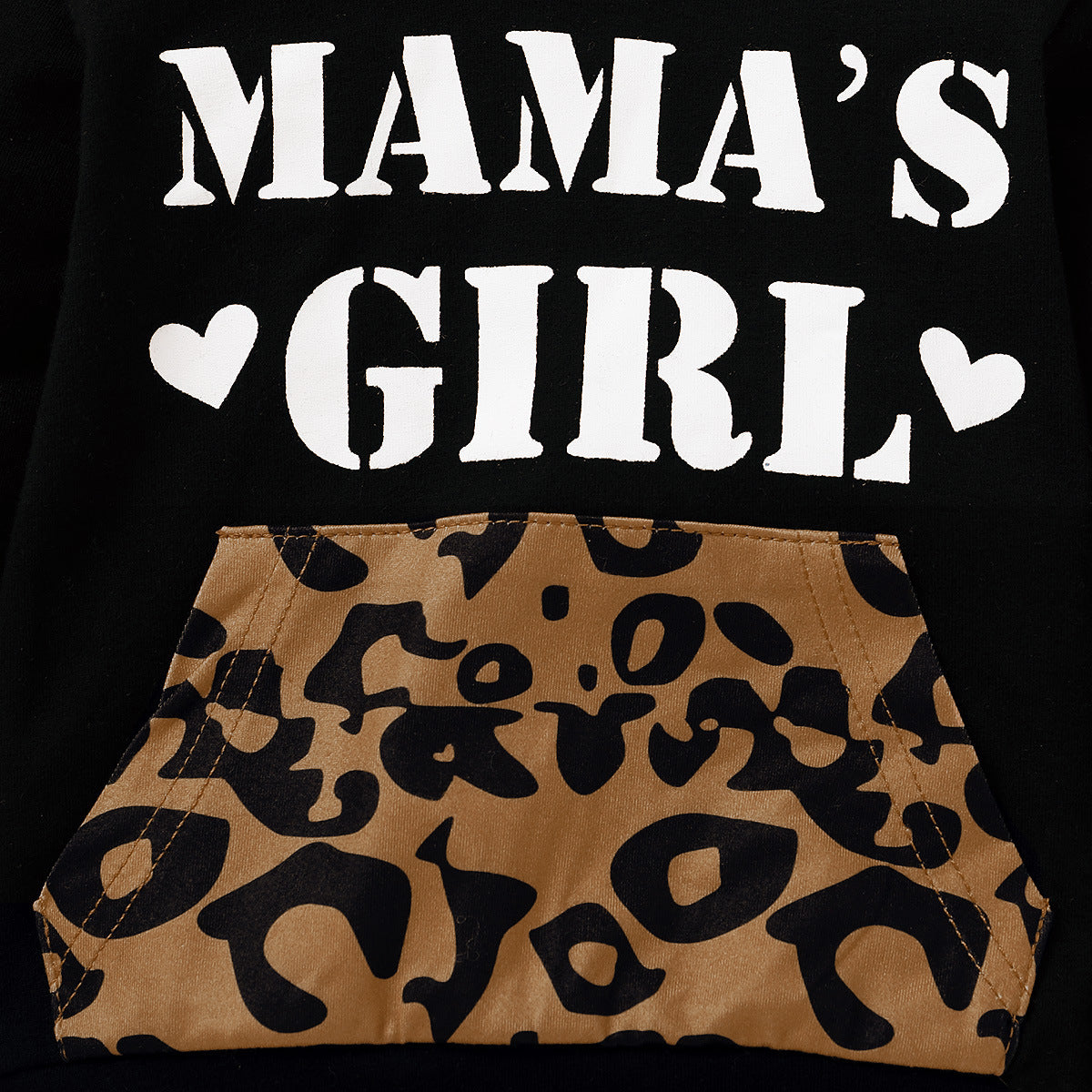 Ropa para niños y niñas Ropa con estampado de letras y capucha con estampado de leopardo