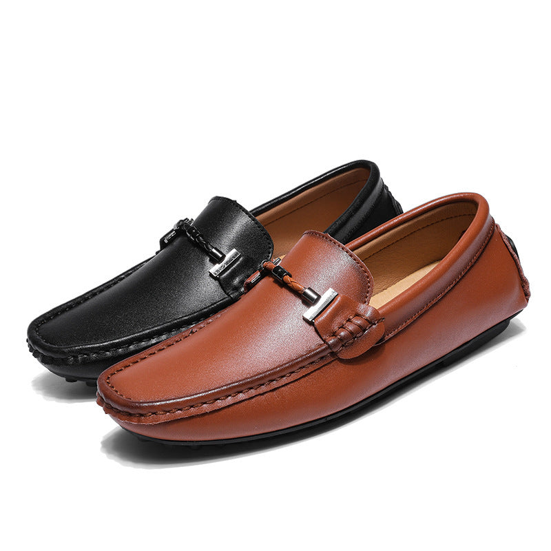 Zapatos de cuero casuales de moda británica de talla grande para hombres