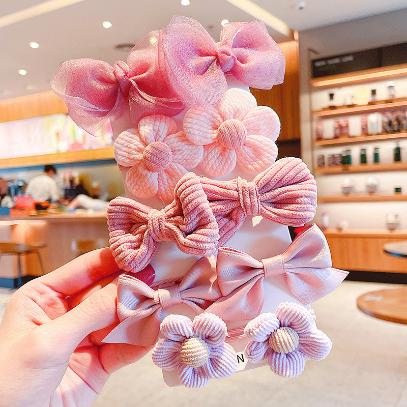 Pinza para el pelo con lazo para niñas, diseño de princesas y hadas, con flores de tela